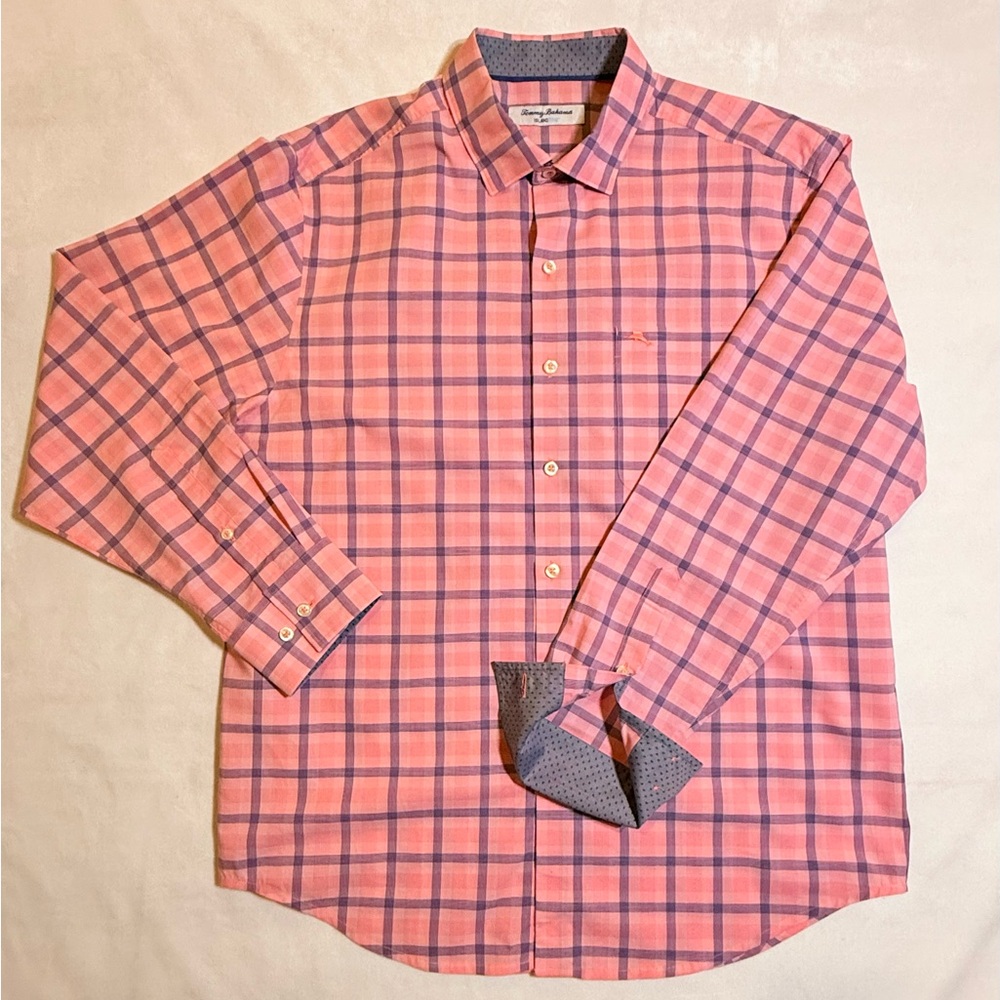 Tommy Bahama Men's Coral Plaid Button-Down IslandZone Shirtu